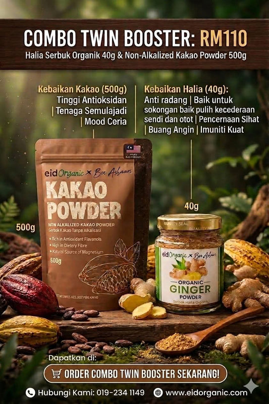COMBO TWIN BOOSTER (NON ALKALIZED KAKAO POWDER +ORGANIC GINGER POWDER)